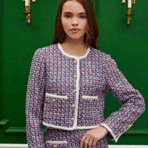 Sister Jane Classic Tweed Short Cardigan Jacket Size Small